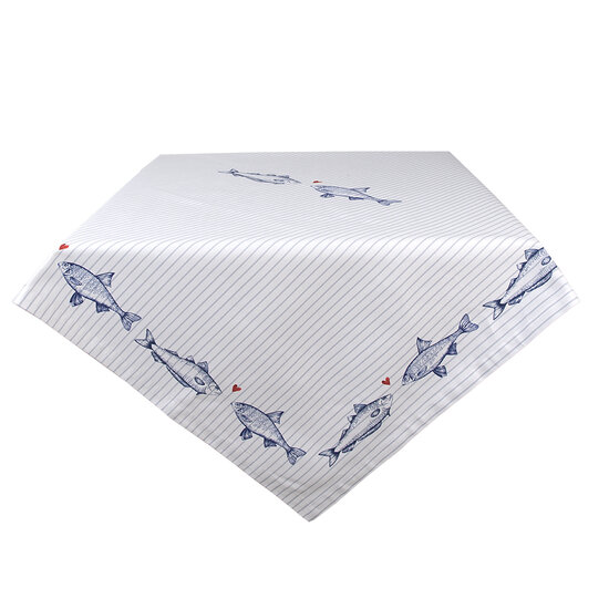 Clayre & Eef | Tafelkleed Wit Blauw 150x250 cm | SSF05