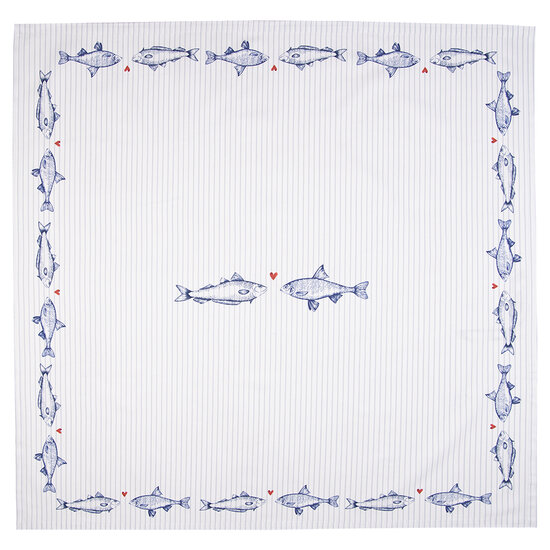 Clayre & Eef | Tafelkleed Wit Blauw 150x250 cm | SSF05