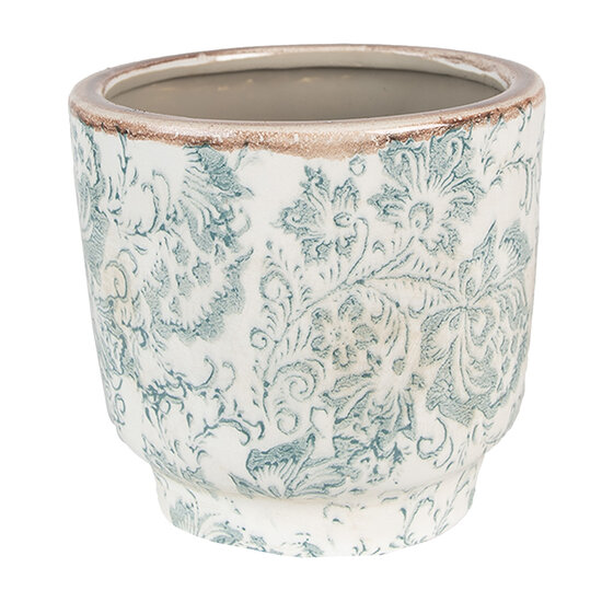 Clayre &amp; Eef   | Bloempot Binnen Groen, Beige &oslash; 15x14 cm | 6CE1574S