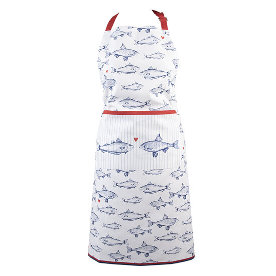 Clayre & Eef | Keukenschort Wit Blauw 70x85 cm | SSF41