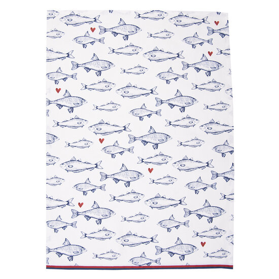 Clayre & Eef | Theedoek Wit Blauw 50x70 cm | SSF42-2