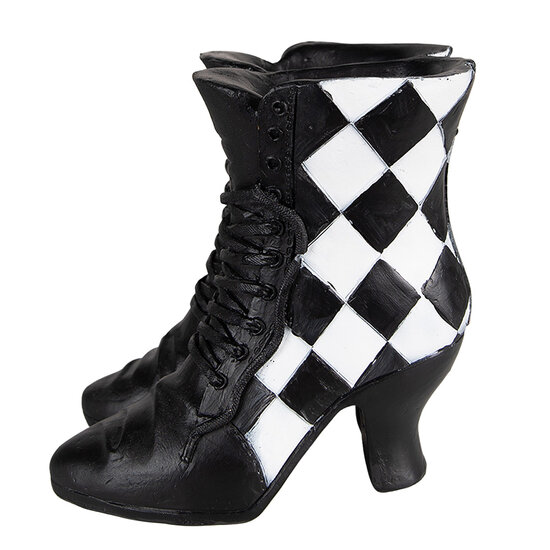 Clayre & Eef | Decoratie Beeld Schoen Zwart Wit 15x12x15 cm | 6PR3890
