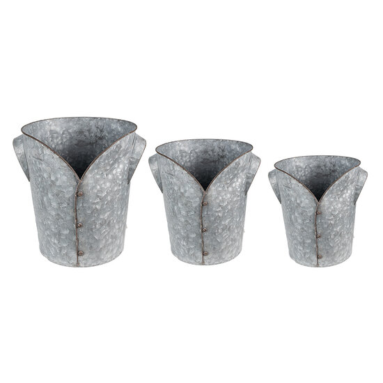 Clayre & Eef | Planthouder Grijs ø 25x28 / ø 21x24 / ø 17x20 cm | 6Y4873
