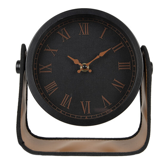 Clayre & Eef | Staande klok Zwart 23x8x22 cm / 1xAA | 6KL0783