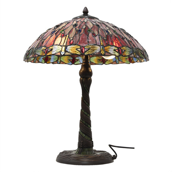 Clayre & Eef | Tiffany Tafellamp Rood, Beige ø 45x56 cm E27/max 3x60W | 5LL-5466