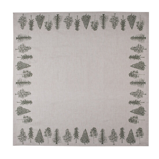 Clayre & Eef | Vierkant Tafelkleed Beige, Groen 100x100 cm | NPT01