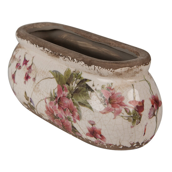 Clayre & Eef | Bloempot Binnen Roze Beige 18x7x7 cm | 6CE1603S