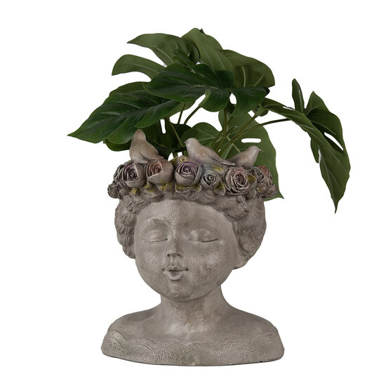 Clayre & Eef | Bloempot Binnen Grijs 22x20x26 cm | 6PR3896