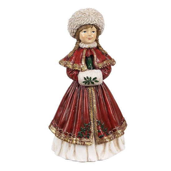 Clayre & Eef | Decoratie Beeld Meisje Rood 9x7x17 cm | 6PR3943