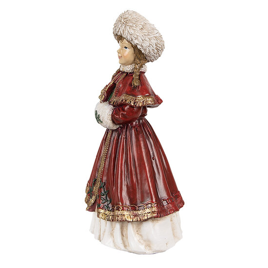 Clayre & Eef | Decoratie Beeld Meisje Rood 9x7x17 cm | 6PR3943