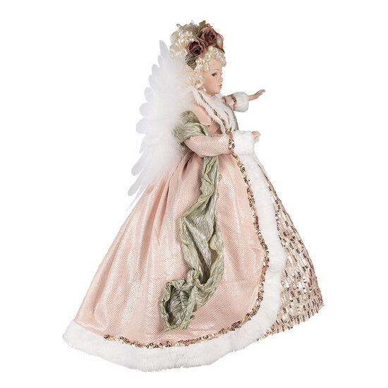 Clayre & Eef | Decoratie Beeld Engel Roze Wit 50x23x65 cm | 50761