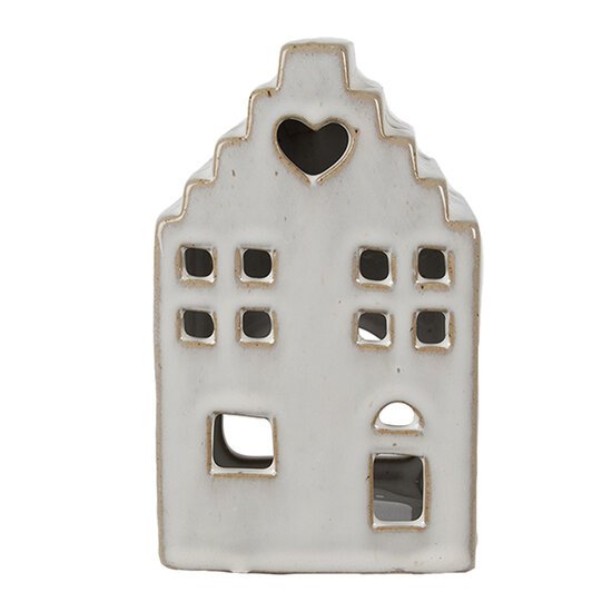 Clayre &amp; Eef   | Theelichthouder Kerst Huisje Beige 9x7x14 cm | 6CE1588M