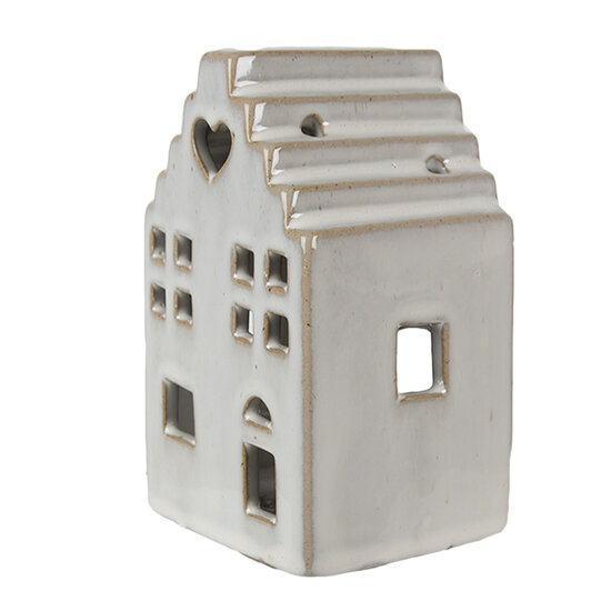 Clayre &amp; Eef   | Theelichthouder Kerst Huisje Beige 9x7x14 cm | 6CE1588M