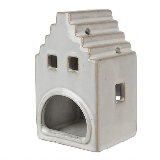 Clayre &amp; Eef   | Theelichthouder Kerst Huisje Beige 9x7x14 cm | 6CE1588M