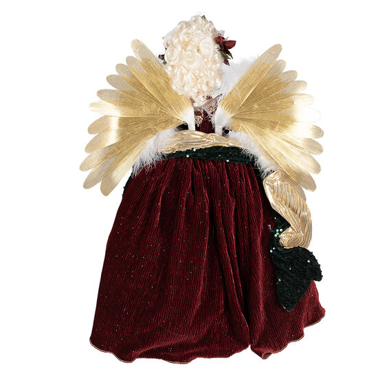 Clayre & Eef | Decoratie Beeld Engel Rood Goudkleurig 50x30x65 cm | 50764