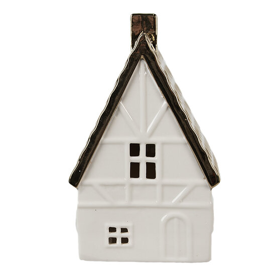 Clayre & Eef | Decoratie Huisje met LED Beige, Goudkleurig 10x8x16 cm | 6CE1597L