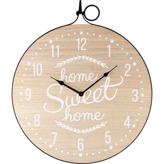 Dekoratief | Klok &#039;Home Sw. Home&#039;, hout/metaal, 40x47cm | A235021