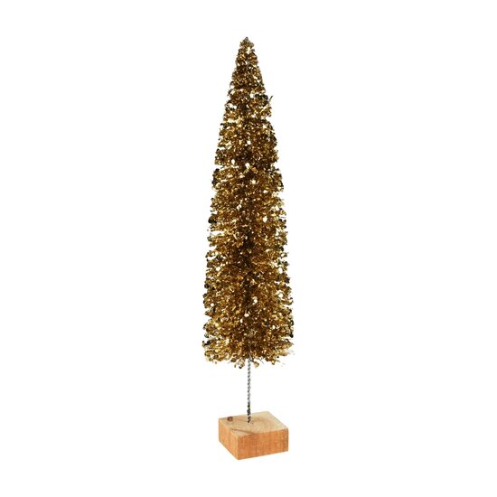 Dekoratief | Deco boom op voet, goud, pvc/hout, 12x12x50cm | A235196
