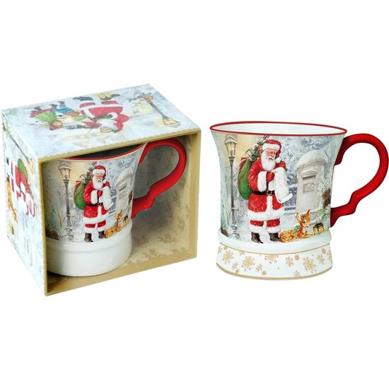 Dekoratief | Mok in doos 'Santa's List', porselein/karton, 12x10x9cm | A235846