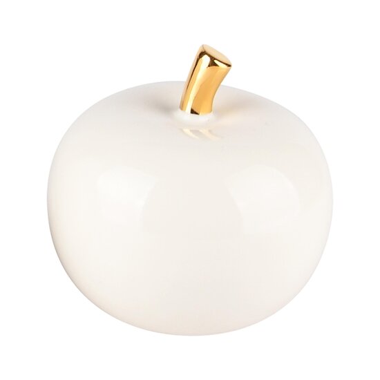 Dekoratief | Deco appel, wit/goud, porselein, 8x8x8cm | A235945