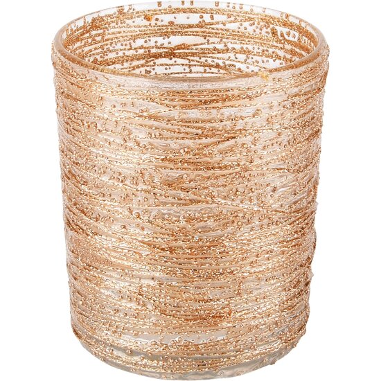 Dekoratief | Theelichthouder 'Golden Wired', glas, 10x10x13cm | A238232
