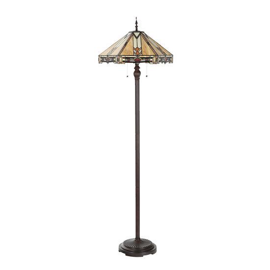 Clayre & Eef | Tiffany Vloerlamp Beige ø 50x161 cm E27/max 2x60W | 5LL-6324
