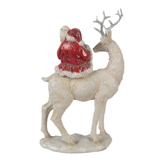 Clayre & Eef | Kerstdecoratie Beeld Kerstman Rood Wit 20x9x31 cm | 6PR3955
