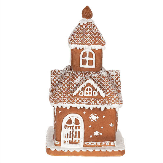Clayre & Eef | Decoratie Huis met LED Bruin 14x14x25 cm/ 3xAAA | 6PR3983
