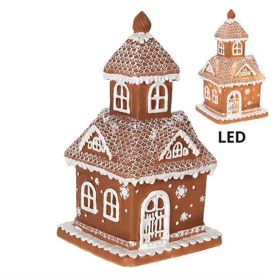 Clayre & Eef | Decoratie Huis met LED Bruin 14x14x25 cm/ 3xAAA | 6PR3983
