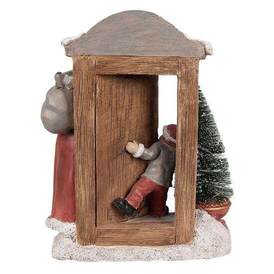 Clayre & Eef | Kerstdecoratie Beeld Kerstman Rood, Bruin 18x8x22 cm | 6PR4945