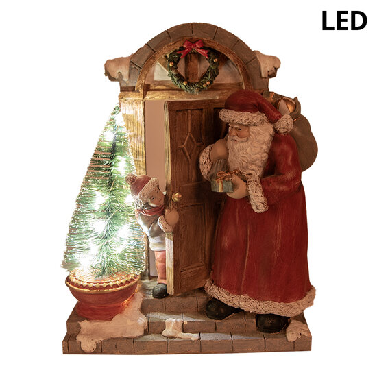 Clayre & Eef | Kerstdecoratie Beeld Kerstman Rood, Bruin 18x8x22 cm | 6PR4945