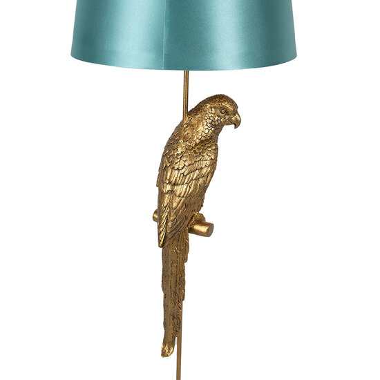 Clayre & Eef | Vloerlamp Papegaai Goudkleurig Groen ø 40x120 cm E27/max 1x60W | 5LMC0022