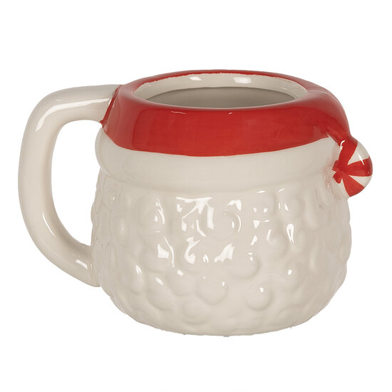 Clayre & Eef | Mok Wit Rood 15x11x9 cm / 450 ml | 6CEMU0133