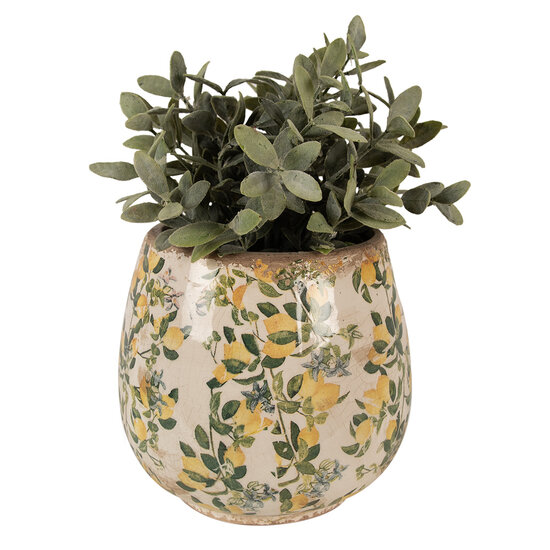 Clayre & Eef | Bloempot Binnen Beige Geel ø 18x17 cm | 6CE1608L