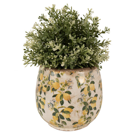 Clayre & Eef | Bloempot Binnen Beige Geel ø 15x15 cm | 6CE1608M