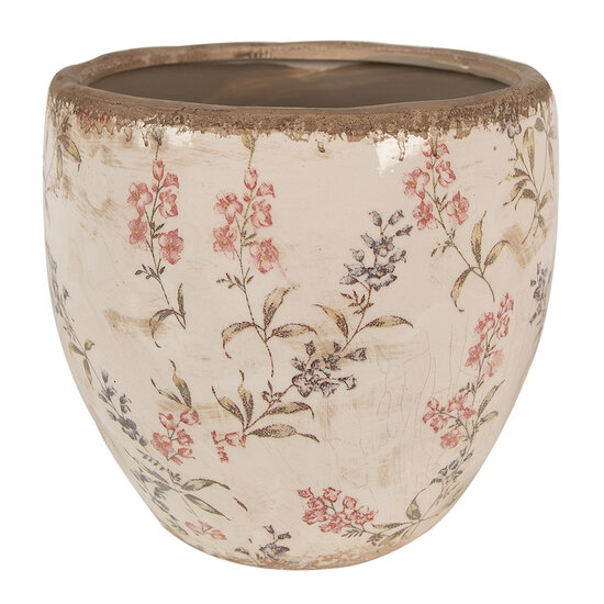 Clayre & Eef | Bloempot Binnen Beige Roze ø 18x17 cm | 6CE1615L