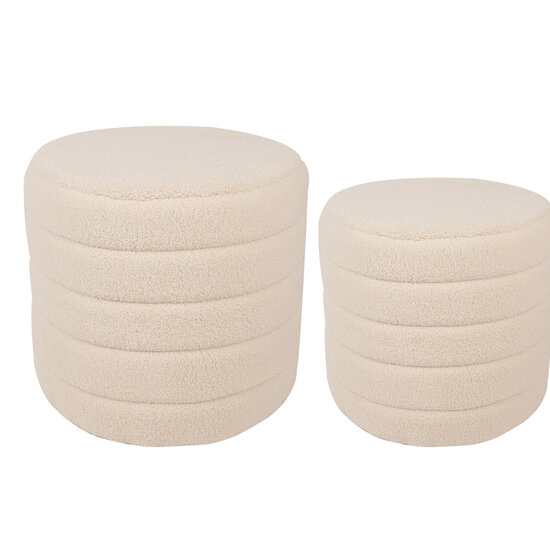 Clayre & Eef | Poef (set van 2) Beige ø 50x45 / ø 40x40 cm | 65170