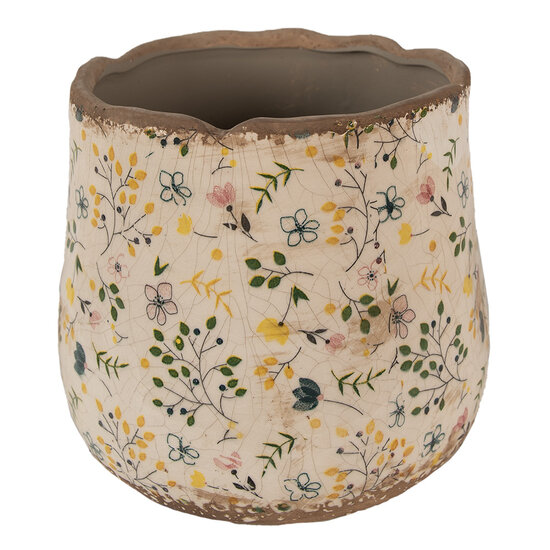 Clayre & Eef | Bloempot Binnen Beige Geel ø 21x19 cm | 6CE1610L