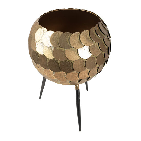 Clayre & Eef | Planthouder Goudkleurig Zwart ø 22x28 cm | 6Y5409