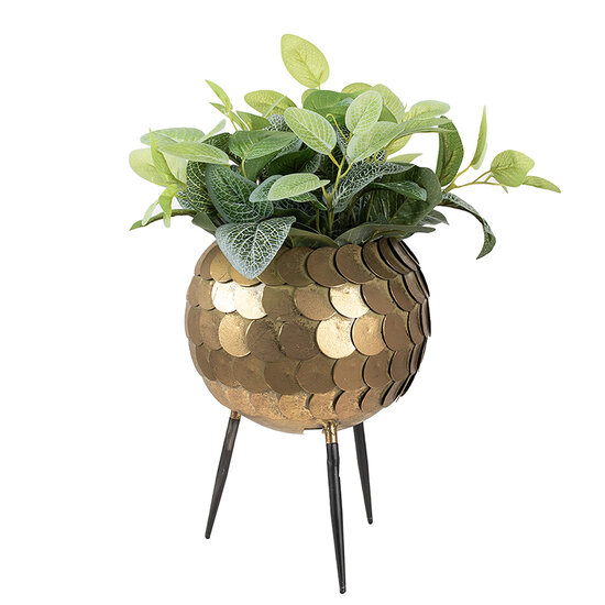 Clayre & Eef | Planthouder Goudkleurig Zwart ø 22x28 cm | 6Y5409