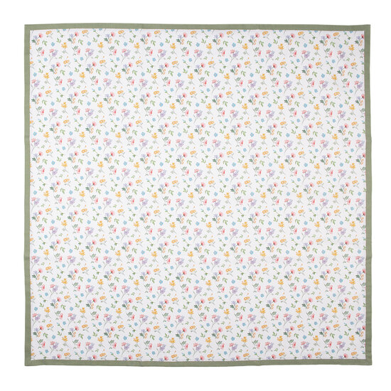 Clayre & Eef | Vierkant Tafelkleed Wit, Roze, Geel 100x100 cm | CFL01