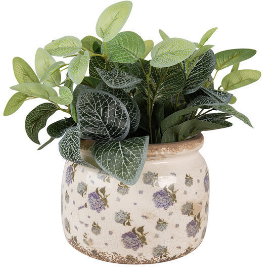 Clayre & Eef | Bloempot Binnen Beige Blauw ø 20x15 cm | 6CE1639L