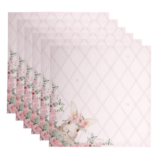 Clayre & Eef | Servetten Katoen Set van 6 Roze 40x40 cm | FEB43-1