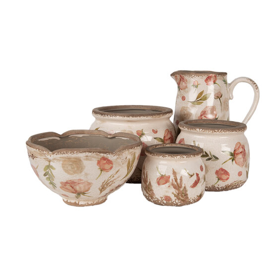 Clayre & Eef | Decoratieve Schenkkan Beige Roze 17x12x18 cm | 6CE1624M