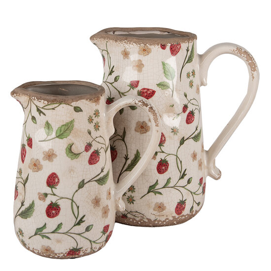 Clayre & Eef | Decoratieve Schenkkan Beige Rood 17x12x18 cm | 6CE1633M