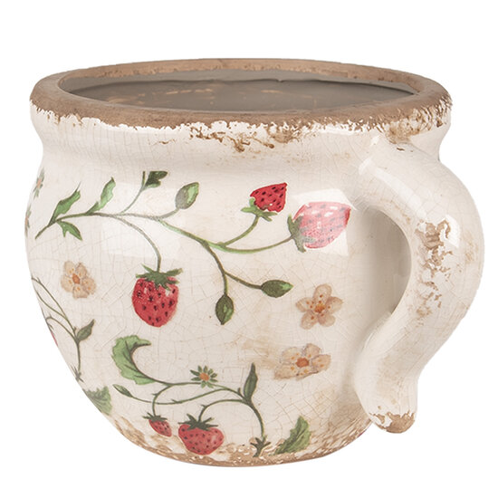 Clayre & Eef | Bloempot Binnen Beige Rood 17x14x12 cm | 6CE1635