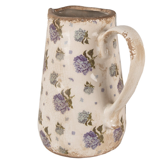 Clayre & Eef | Decoratieve Schenkkan Beige Blauw 16x12x18 cm | 6CE1640M