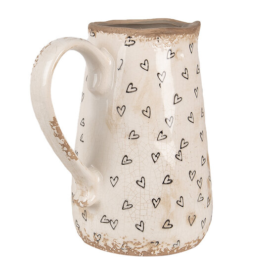 Clayre & Eef | Decoratieve Schenkkan Beige Zwart 16x12x18 cm | 6CE1654M