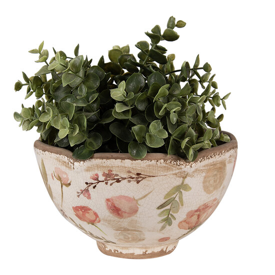 Clayre & Eef | Bloempot Binnen Beige Roze ø 21x12 cm | 6CE1626M