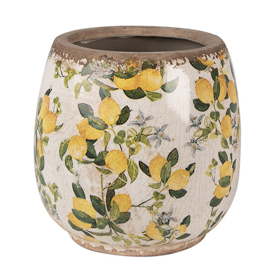 Clayre & Eef | Bloempot Binnen Beige Geel ø 13x13 cm | 6CE1608S